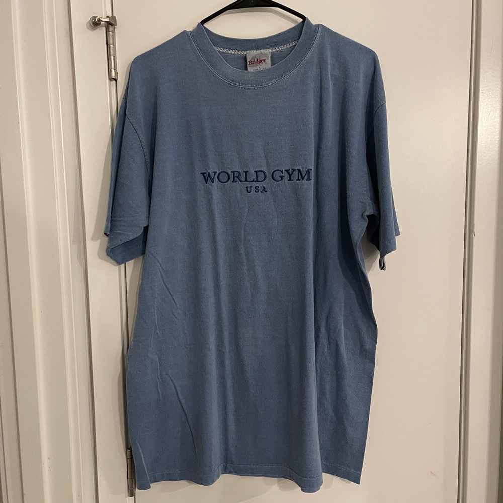 USA Short Sleeve Crewneck T-Shirt in Dusty Blue